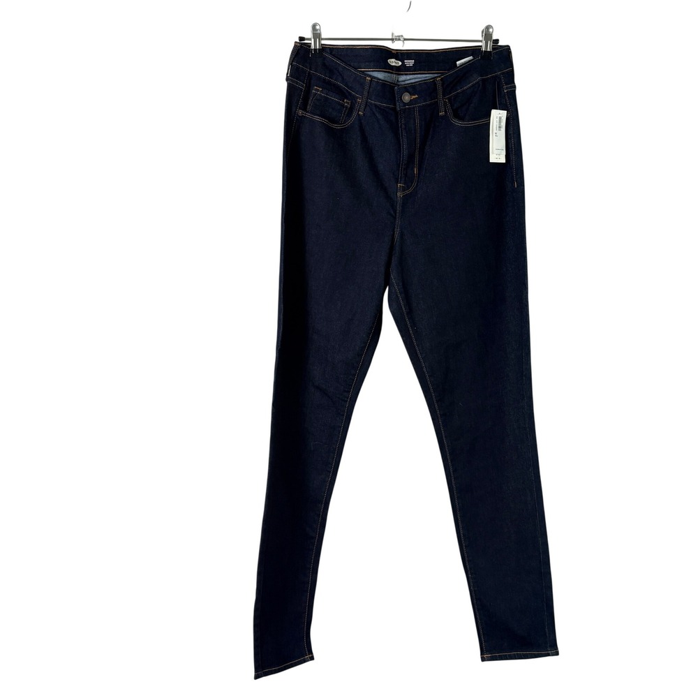 Old Navy Rockstar Super Skinny Jeans Women 12 Tall Dark Wash High Rise Denim NWT